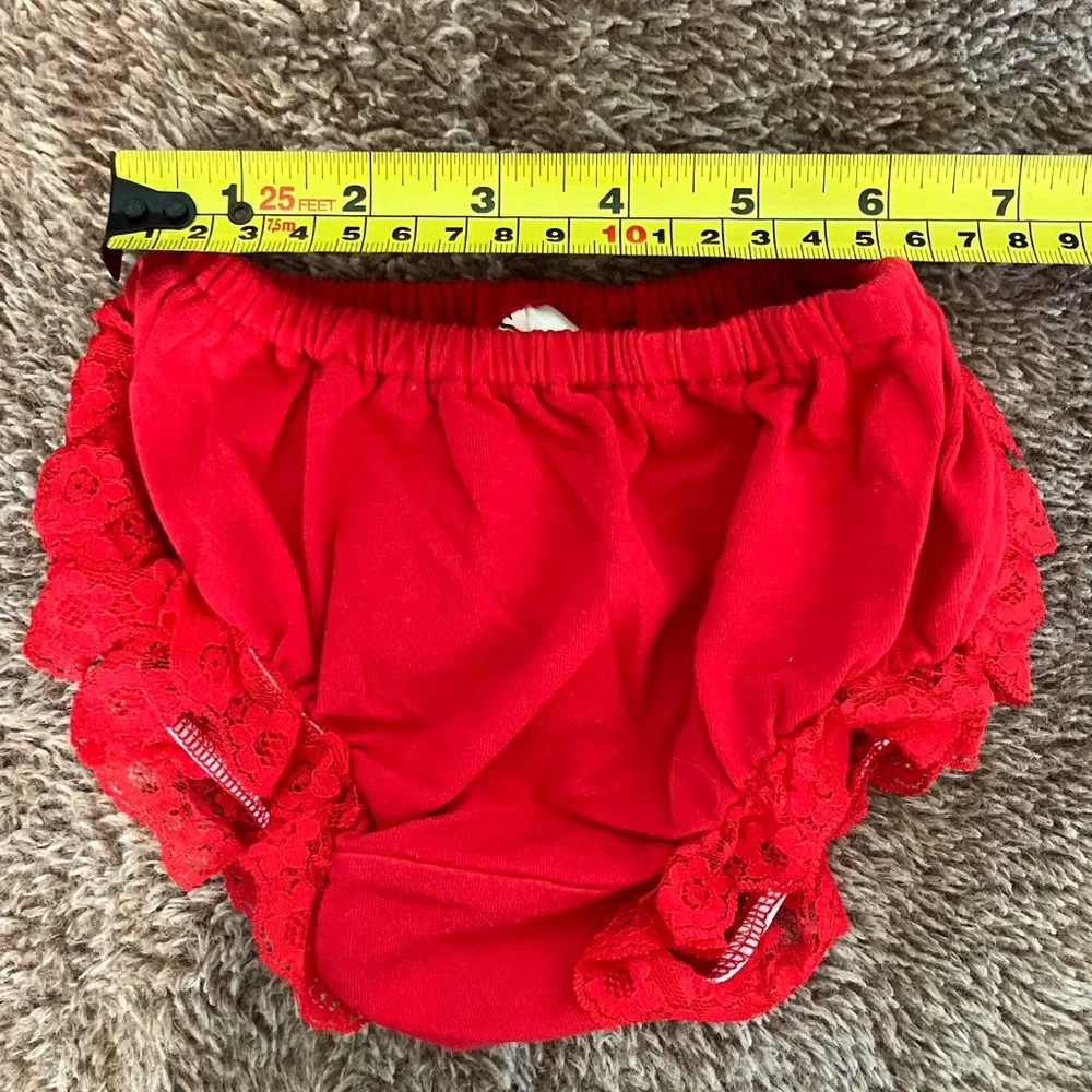 Red Lace Ruffle Cotton Bloomers Diaper Cover size S
